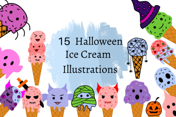 15 Halloween Ice Cream Graphics & Illustrations