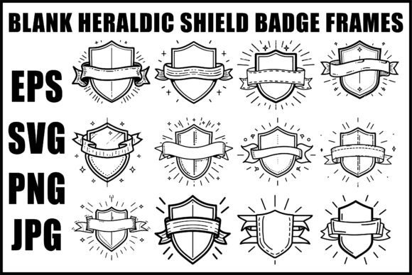 Black Heraldic Shield Sword SVG for Graphics & Illustrations