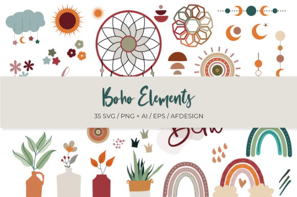 Boho Vector Elements: Perfect for Graphics and Illustrations