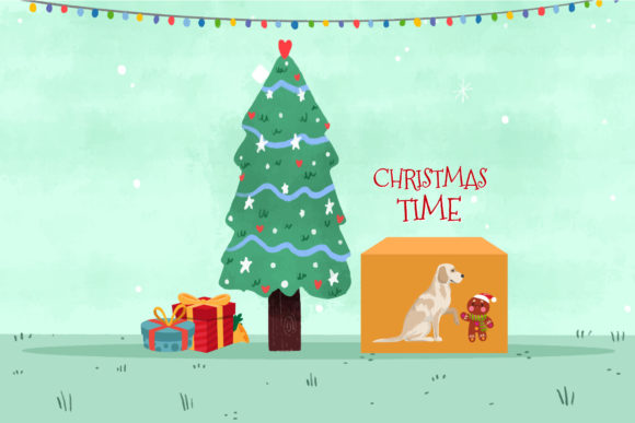 Christmas Dog Cute Vector: Perfect for Handmade Graphics