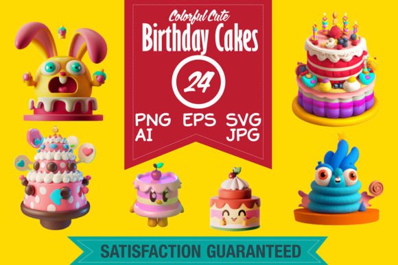 Cute Cake 3D Illustrations: Graphics for Editorial Use