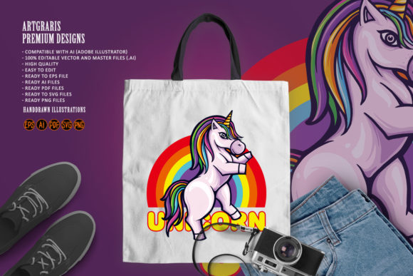 Cute Unicorn Pony Rainbow Illustrations for Creative Graphics