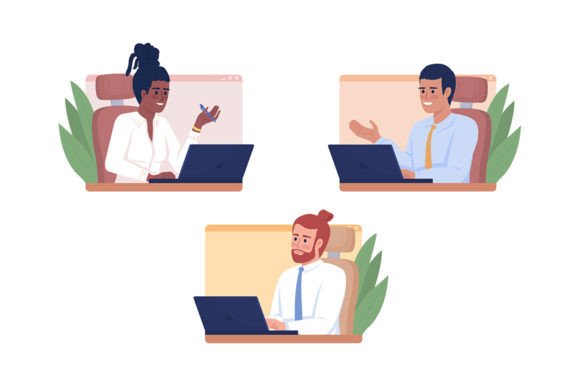 Distance Team Meeting Graphics & Illustrations Review