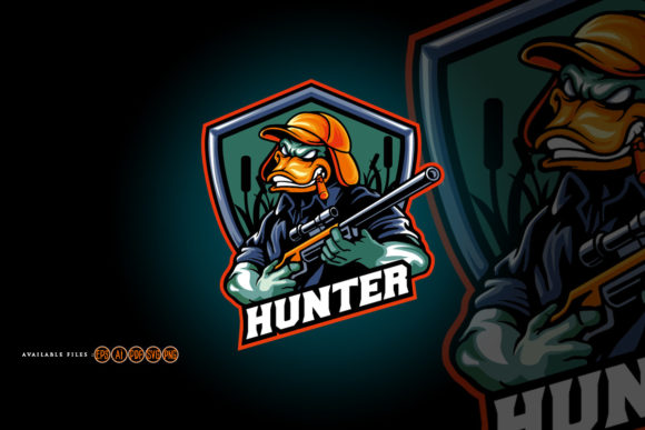 Duck Hunter Logo Mascot Illustrations for Creative Graphics