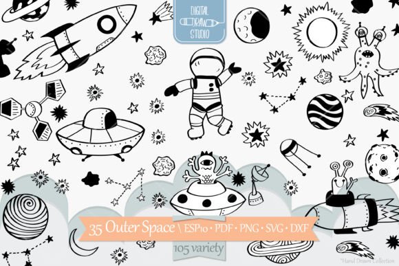 Outer Space Planet, Astronaut, Alien: Perfect for Handmade Graphics