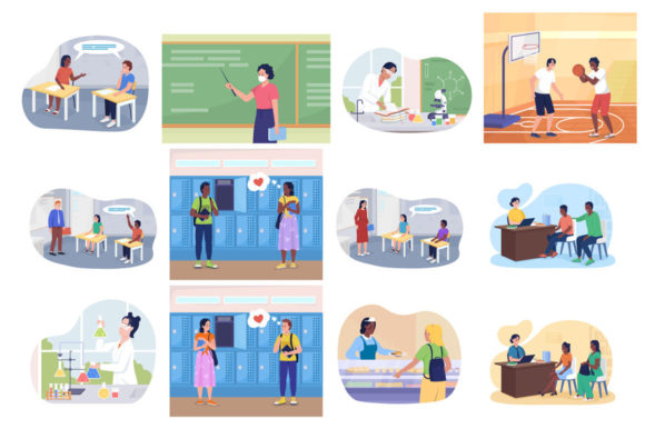 School 2D Vector Graphics and Illustrations Review