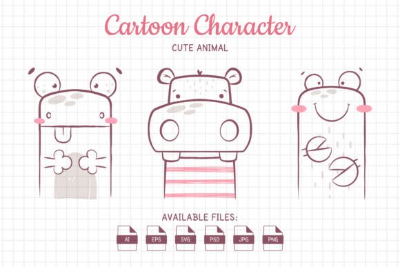 Set Cartoon Frog, Hippo and Crab: Vibrant Graphics for Creative Content