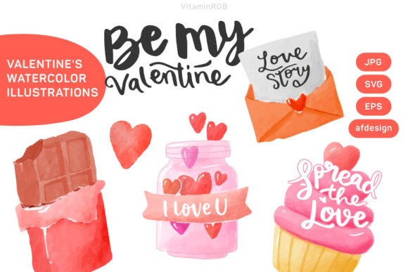 Valentines Watercolor Illustrations: A Designer's Review