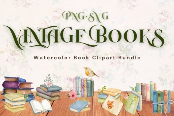 Watercolor Book Clipart Graphics & Illustrations