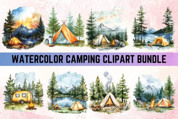 Watercolor Camping Clipart Graphics & Illustrations Review