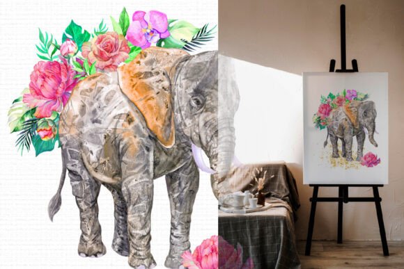 Watercolor Elephant Sublimation, PNG: A Versatile Graphics and Illustrations Asset