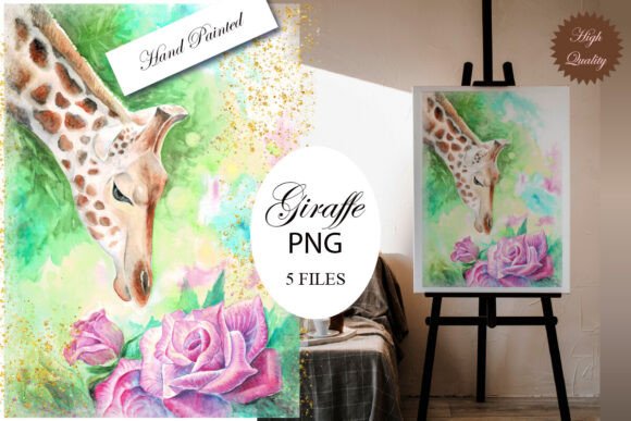 Watercolor Giraffe Sublimation, PNG for Graphics & Illustrations