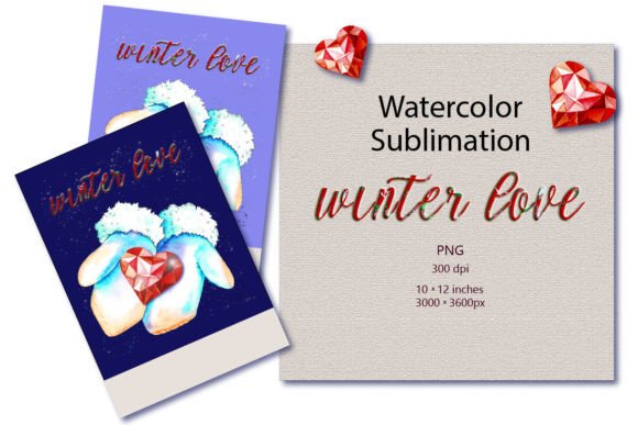 Watercolor Winter Love Sublimation, PNG