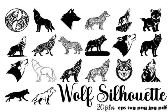 Wolf Silhouette Vector Bundle: Perfect for Bold Branding